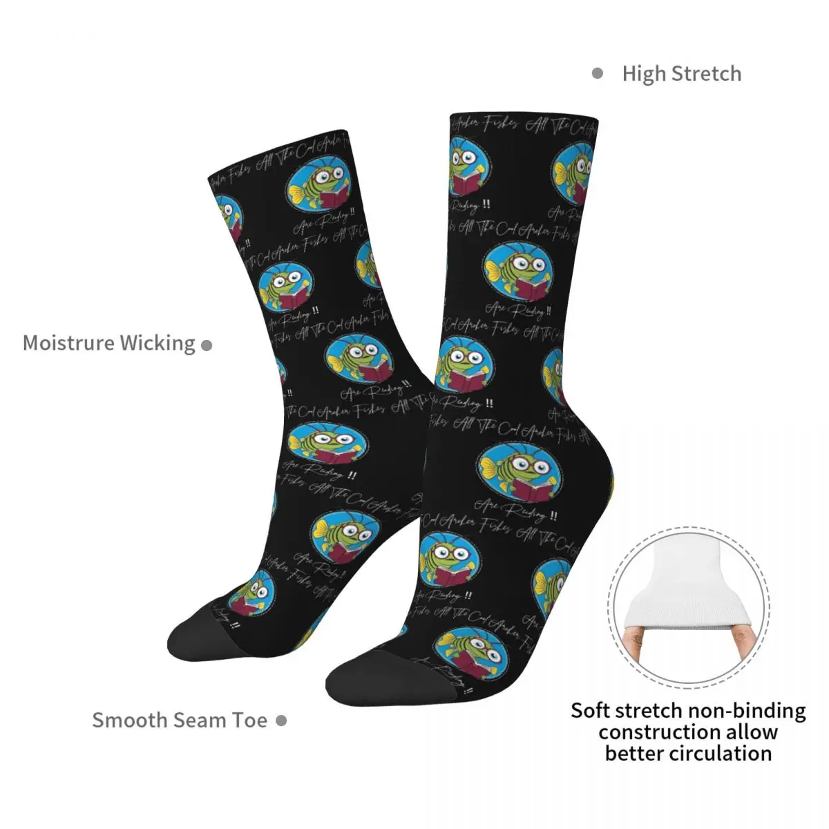 All The Cool Archer Fishes Are Reading, Archer Fish Lovers Socks Harajuku Stockings All Season Long Socks for Unisex Gifts