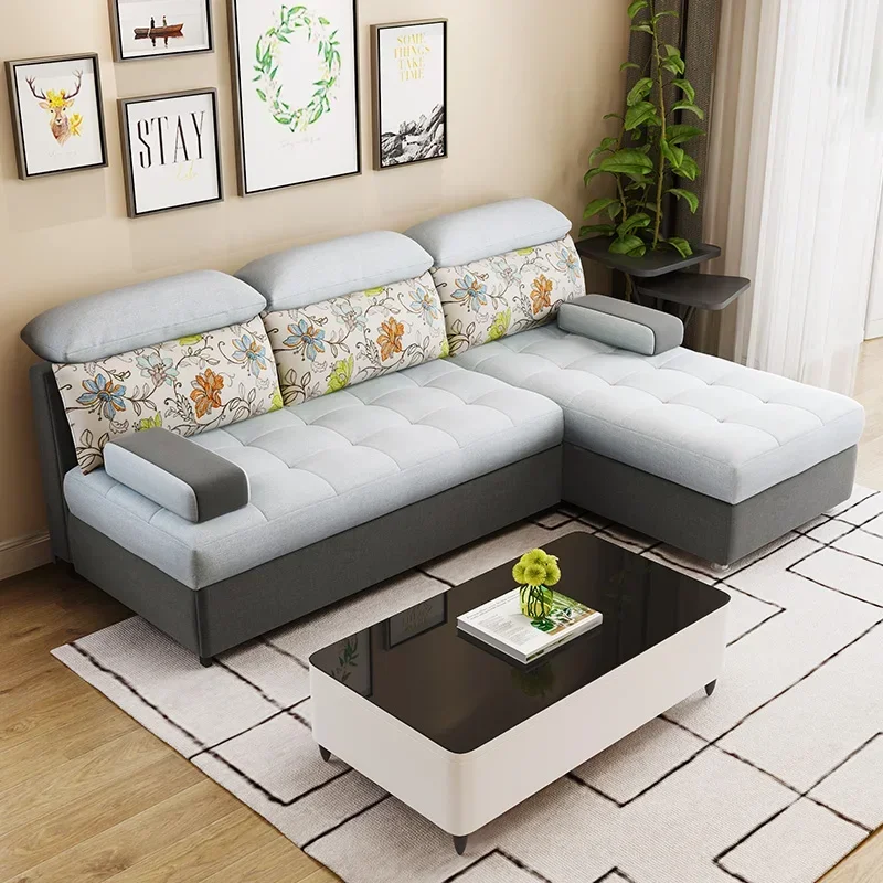 Senya Living Room Foldable Sofa Bed Multi-Functional Dual-Use Push-Pull Small Apartment Fabric Office