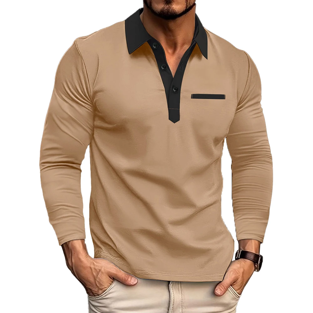 

Daily T Shirt T Shirt Holiday Lapel Long Sleeve Male Men Polyester Regular Slight Stretch Spring T Shirt Tee Hot