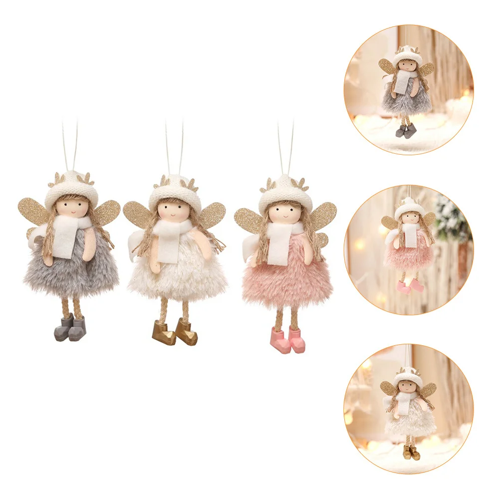 

3 pcs Mini Angel Hanging Pendants Light Weight Christmas Tree Decorations Antler Angel Pendant Lovely Party For Shop