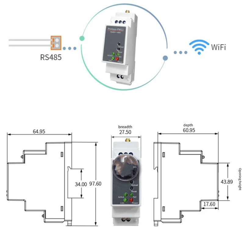 Din Rail RS485 To W…