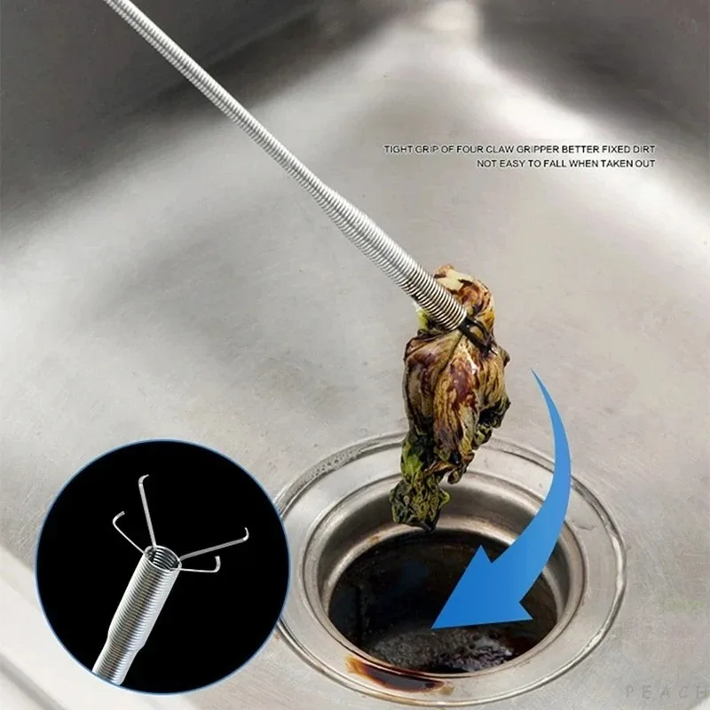 

60/90cm Flexible Grabber Claw Pick Up Reacher Bendable Hose Hair Drain Clog Remover Tool for Litter Sink Drain Toilet