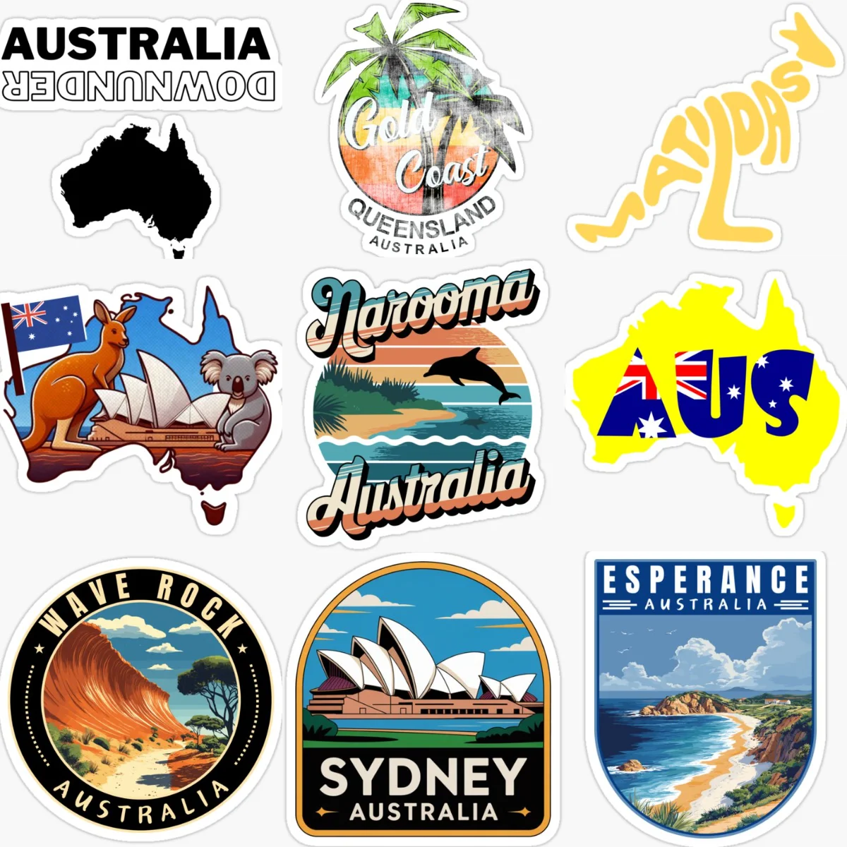 

AUS Australia Flag Map Scenery Emblem Creative PVC Car Stickers for Car Bicycle Helmet Window Decoration Accessories