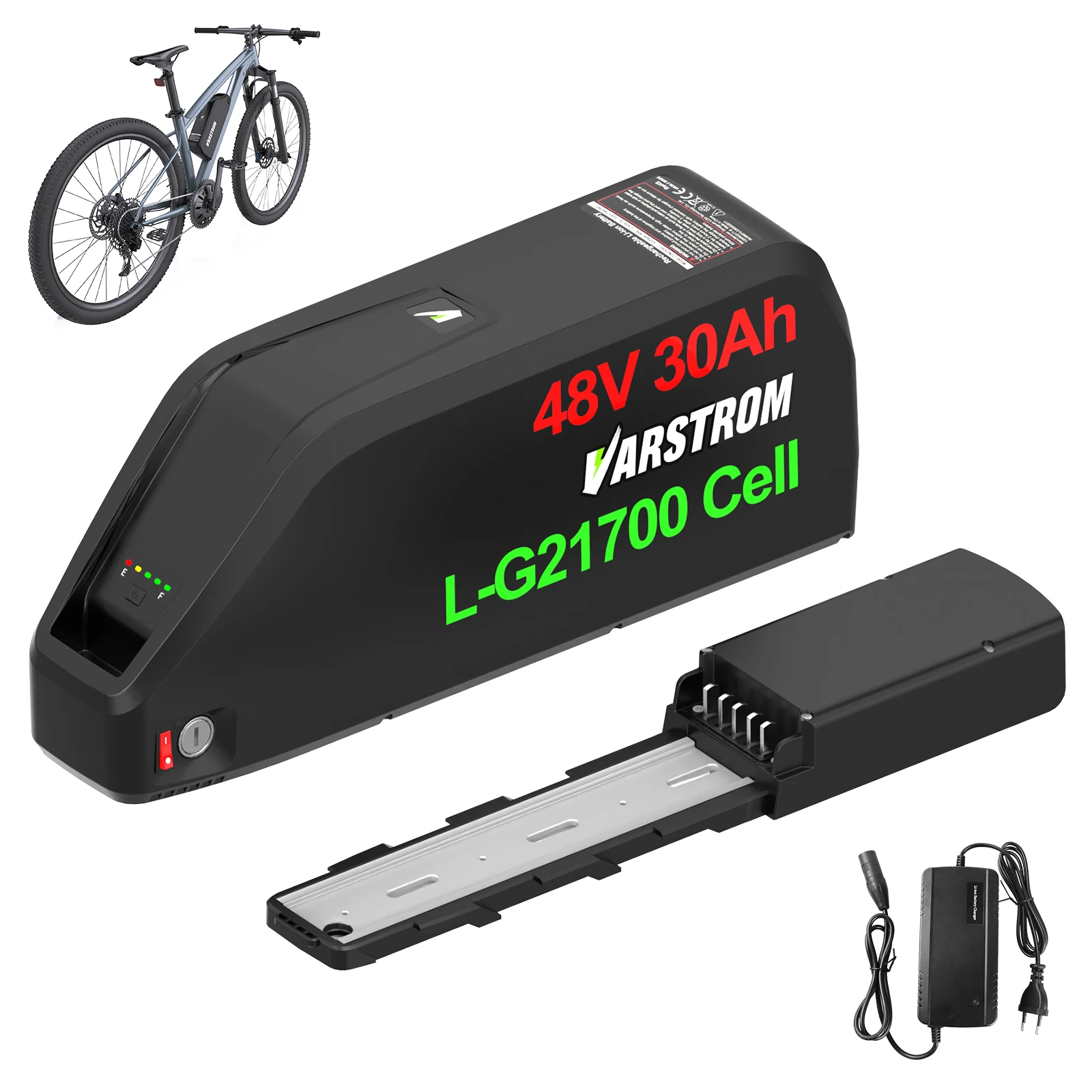 Batterie de vélo électrique Varstrom 48V 30AH 52V 36V 20H Hailong Max 40A 50A BMS 500W 750W 1000W 1500W, scooter électrique, cellule lithium 21700