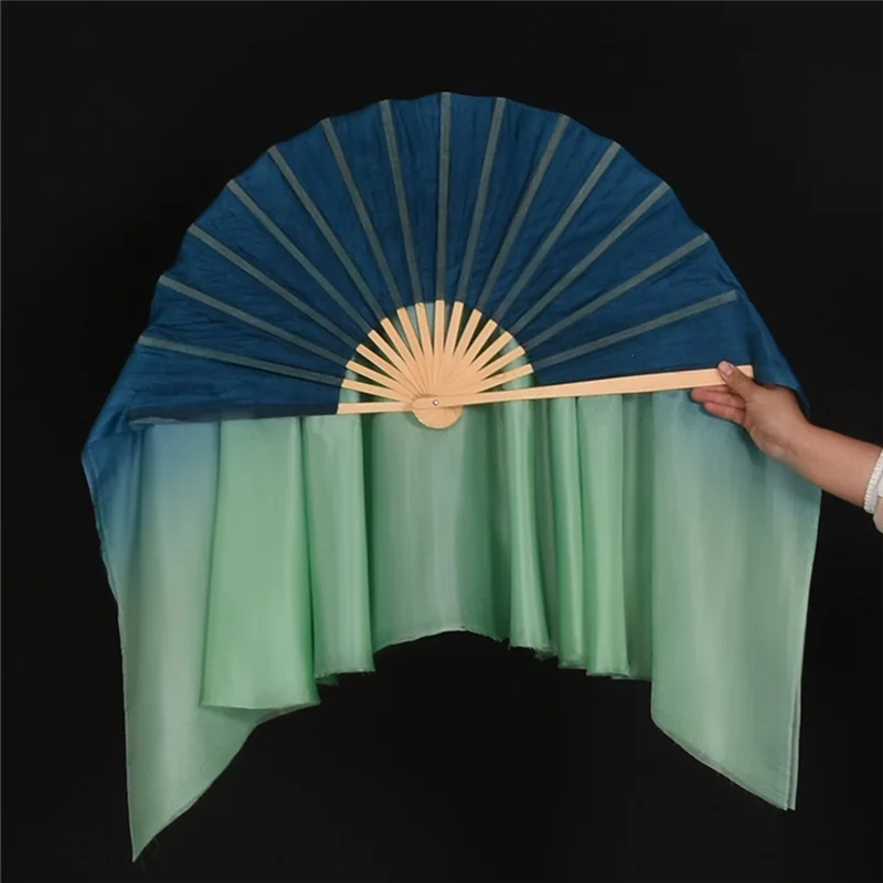 

YOE-x1 Pair Adults Classical Dance Fan Veil 100% Real Silk Dancer Performance Props Flowy Hand Dye Foldable Dance