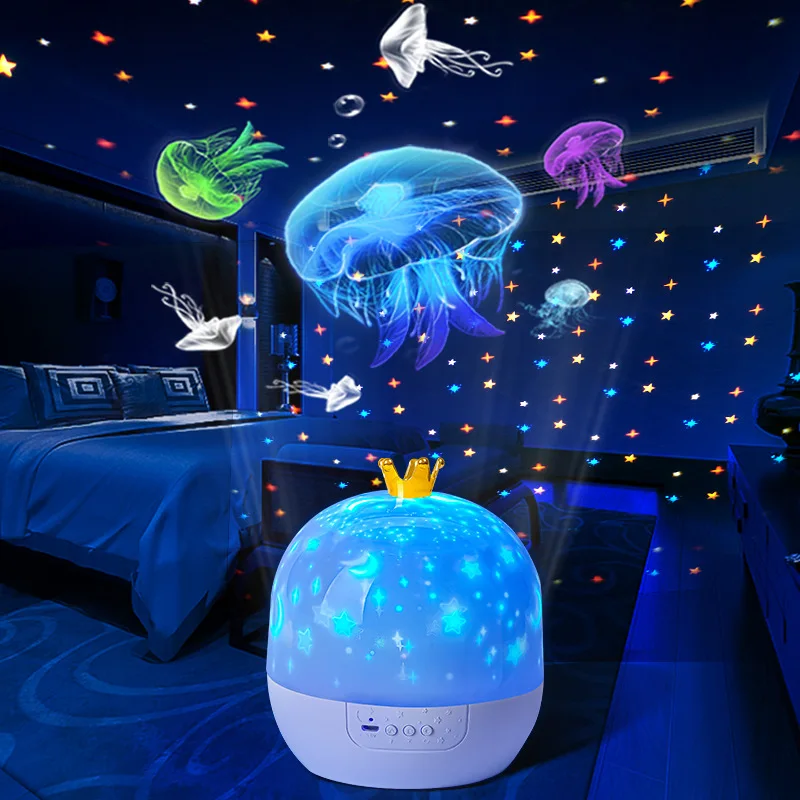 Galaxy Light Projector Star Night Light com Bt Speaker Controle Remoto Recarregável Rotate Led Lâmpada para Decoração Do Quarto