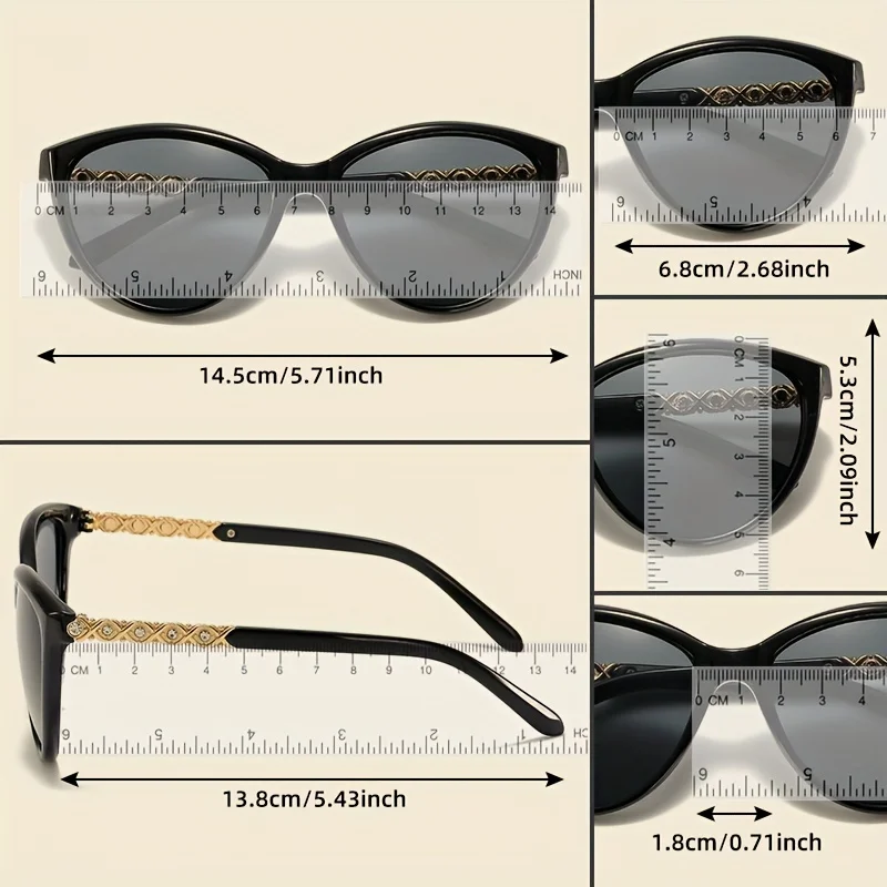 LINFEMAND Cat Eye Dekorative Mode Sonnenbrille UV400 Marke Graviertes Design Sommer Festival Geschenk – Detail 5