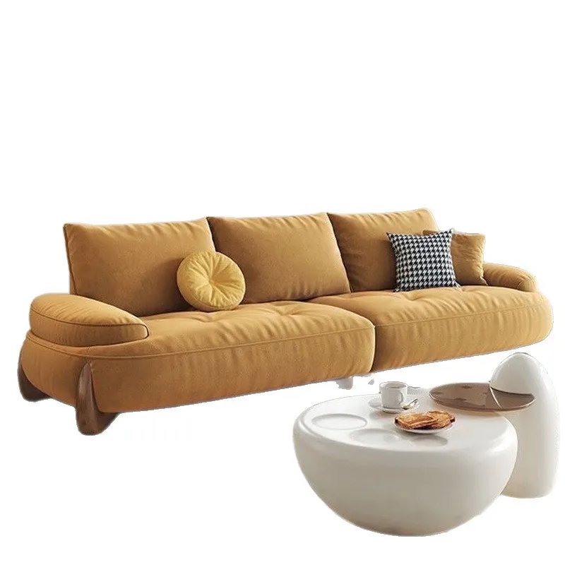 

Cream style fabric sofa, modern light luxury living room small apartment sofa, cat claw cloth