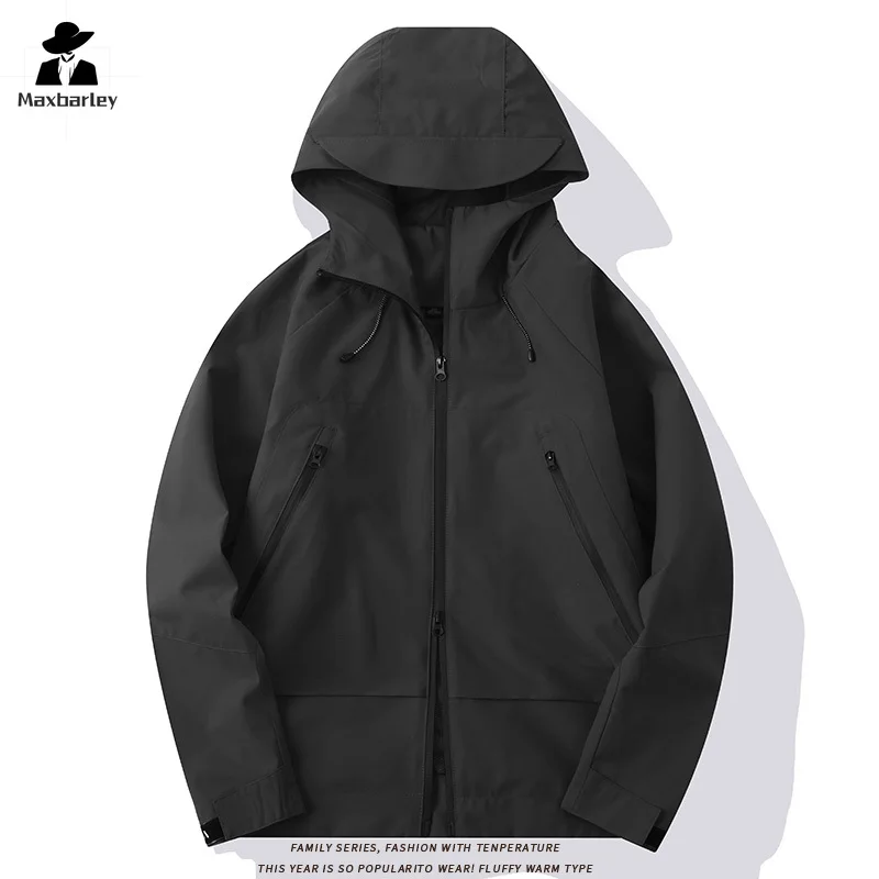 

Men's Fishing Sports Jacket Fashion Mesh Lining Breathable Waterproof Windbreaker Coats Autumn Casual Loose Hooded Coat Women