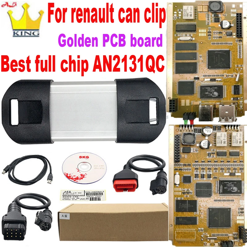 Golden full chip AN2131QC Reprog Can Clip v220 For Renault Diagnose Obd2 Diagnostic Scanner diagnostis Car Vehicle Repair Tool