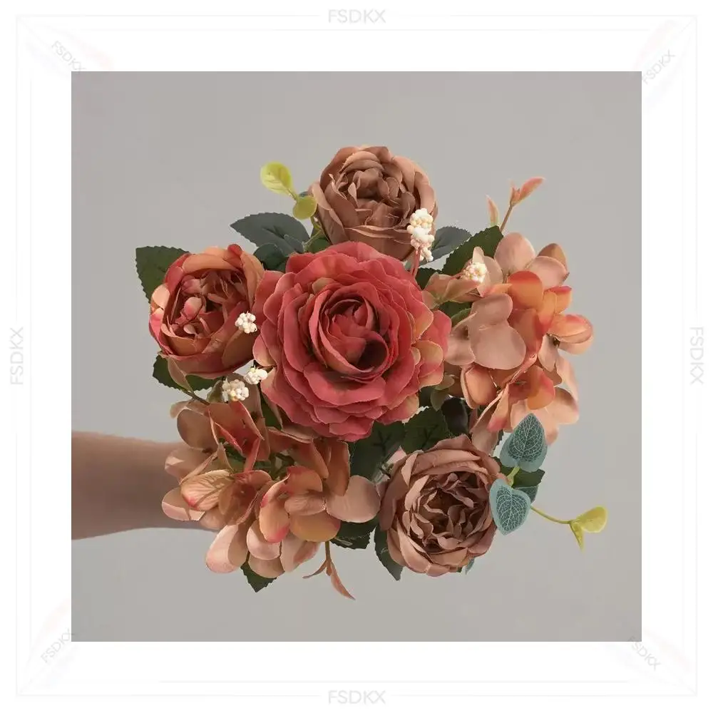 

Rose Bouquet Artificial Silk Rose Bouquet Flowers for Wedding Bridal Flower Bush