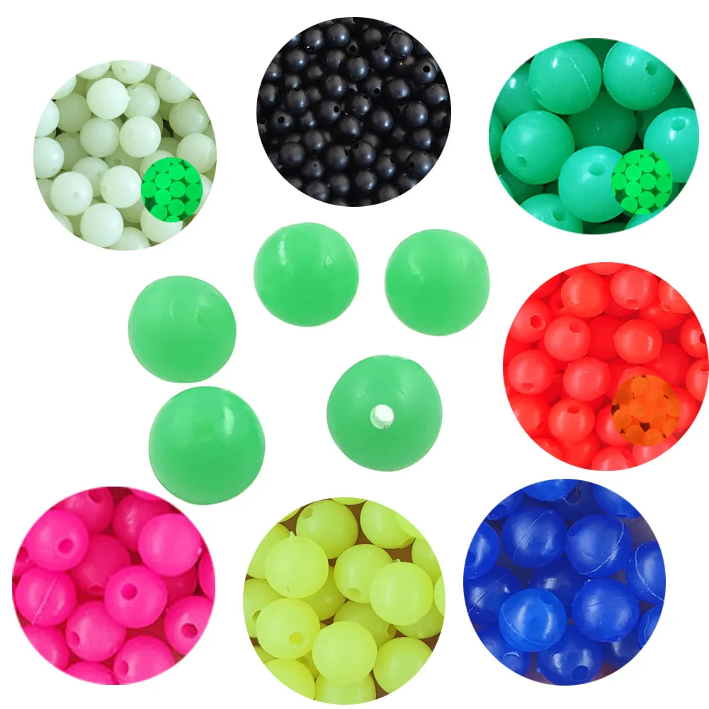 100/500pcs Soft Plastic Beads Round 3mm-12mm Black Soft Rubber Fishing Beads Rig Carp Fishing Accessories