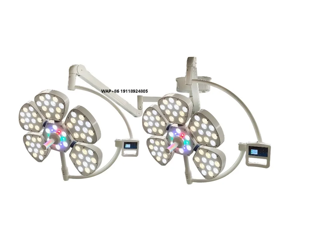 Hospital medical surgery lighting LED shadowless lamp, electric portable 5-petal, ceiling/wall mounted, adjustable