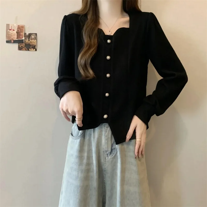 フランス女性プレミアムカジュアルブラウス春秋女性無地シャツコートレディースファッション大きいサイズ4XLボトムシャツトップス