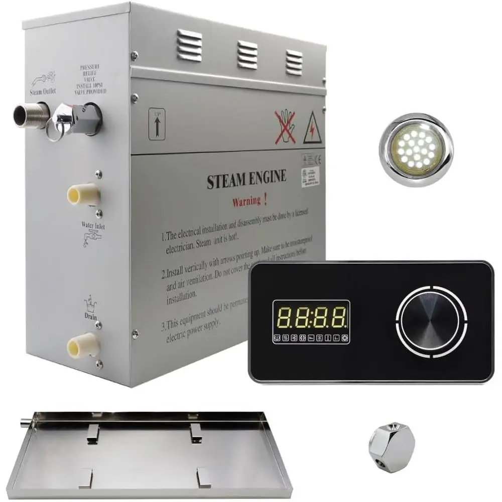 6 kW Steam Generator Kit Self-Draining Steam Bath Aromatherapy Steam Head Easy Connection ETL Certified Auto-Drain Feature Fresh