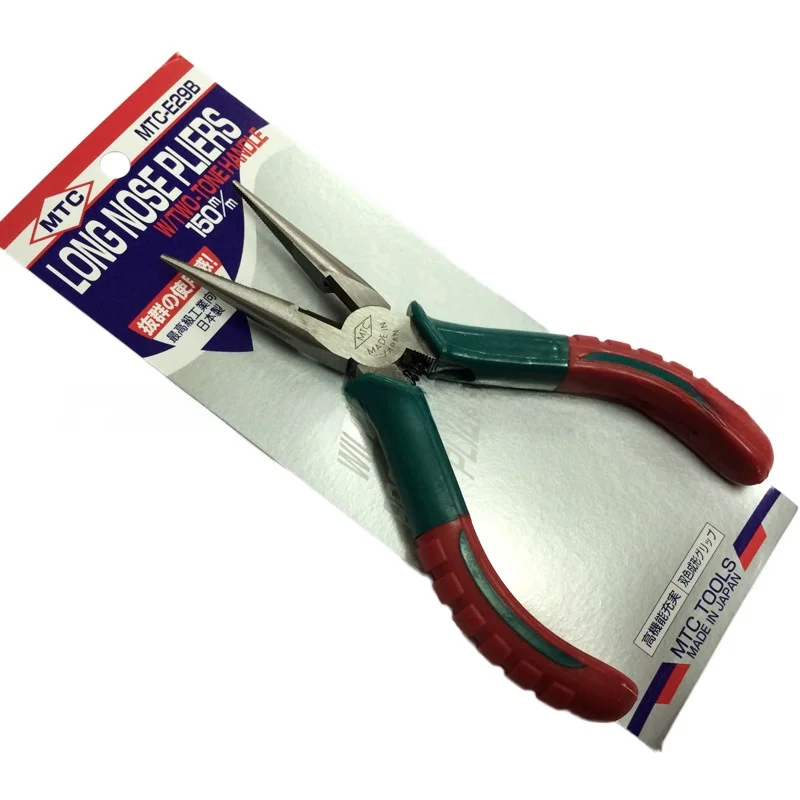 

Authorized Japan MTC Anti Slip Dual Color Handle MTC E29B Multi Function 6 Inch Needlenose Pliers 150mm