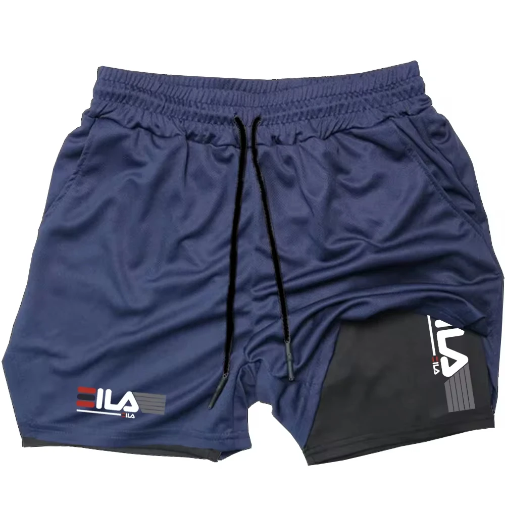 Shorts esportivos masculinos 2 em 1, shorts de corrida, academia, fitness, treinamento, corrida, roupas astronômicas