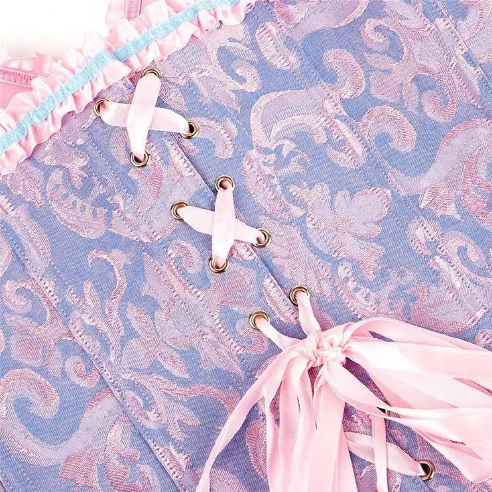 

Zipper Jacquard Underbust Corset Steel Boned Jacquard Fabric Bustier Top Waist Training Cincher Lace Up Waist Shaper Rave Event