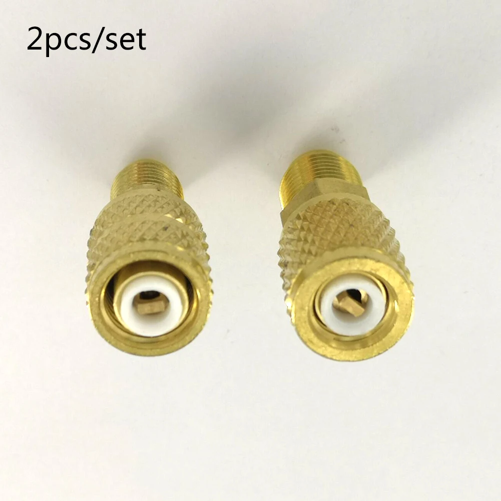 2 pz R410a Adattatore 5/16 SAE F Attacchi Rapidi A 1/4 SAE M Flare 5/16 SAE M A 1/4 SAE Ottone Oro Adattatore Per R410 R32 R22