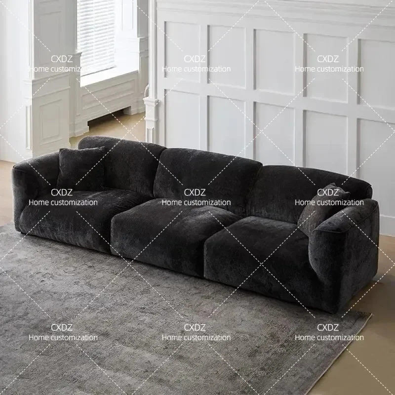 Italian Petal Sofa Light Luxury Fabric 3 Seater Straight Row Combination Couch for Small Apartment Living Room Furniture