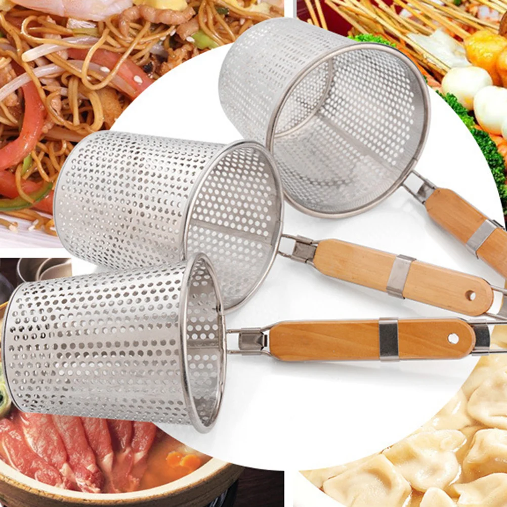 

Colander for Kitchen Strainer Stainless Steel Wire Mesh Pasta Pot with Fettuccine Basket Dumpling Food Skimmer Spider