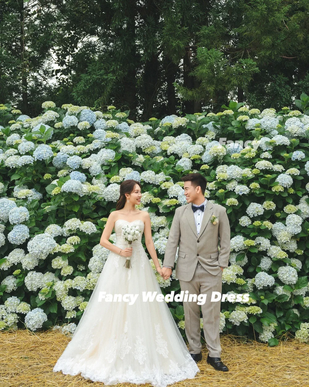 Fancy Princess Lace Korea Wedding Dress A Line Soft Tulle Bridal Gown Floor Length Back Corset Customized