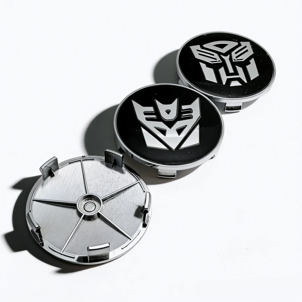 4 pçs transformadores logotipo emblema tampas centrais da roda do carro od 68mm 63mm tampa do cubo da roda optimus prime decepticons emblema aro calotas capa