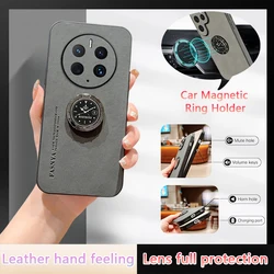 For Huawei Mate 50 Pro Case Magnetic Car Holder Phone Case For Mate 50 Mate50Pro Silicone Bumper Shockproof Leather Back Cover