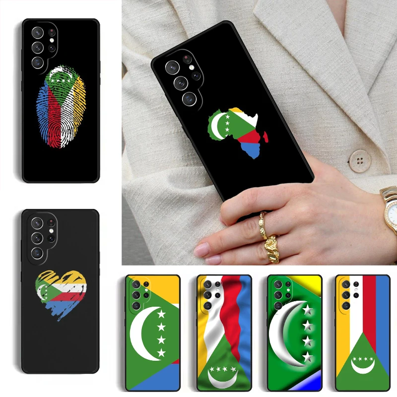 Comoros Flag Phone Case for Samsung Galaxy S26 S25 Ultra S24 S23 S22 S21 Plus Note 10 Bumper Cover