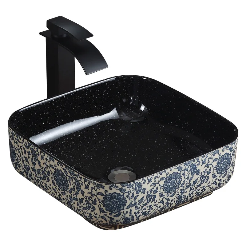 

Retro washbasin New Chinese-style vegetable washbasin On-stage basin Under-counter basin Blue and white porcelain washbasin
