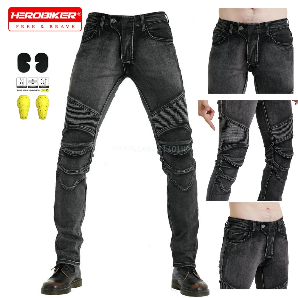 

Men Women Motorcycle Jeans Wear-resistant Motocross Pants With Protective Pads Motorbike Trousers Collection Classic Denim