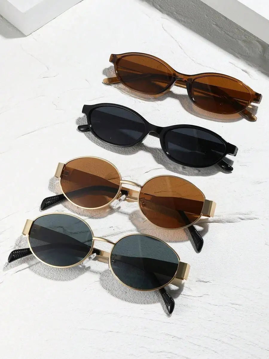 4pcs Plastic Geometric Full Frame Classic Y2K Style Minimalist Fashion Glasses, Suitable For Various Face Shapes, Summer
