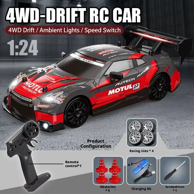 

4WD Автомобиль с дистанционным управлением RC Drift 1:24 Высокоскоростной автомобиль со светодиодной подсветкой Гоночная спортивная игрушка для взрослых Мальчики Девочки Дети Подарки Радиоуправляемый автомобиль