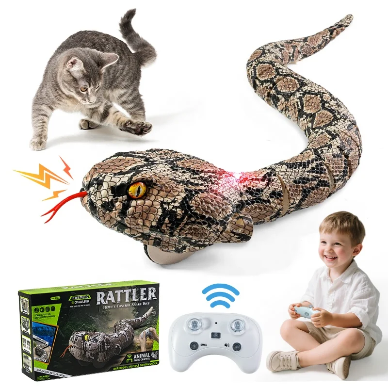 Kids Prank Electronic RC Snake Simulated Animals Rattlesnake 2.4ghz Rechargeable Realistic Remote Control Toys Amphibious Snake