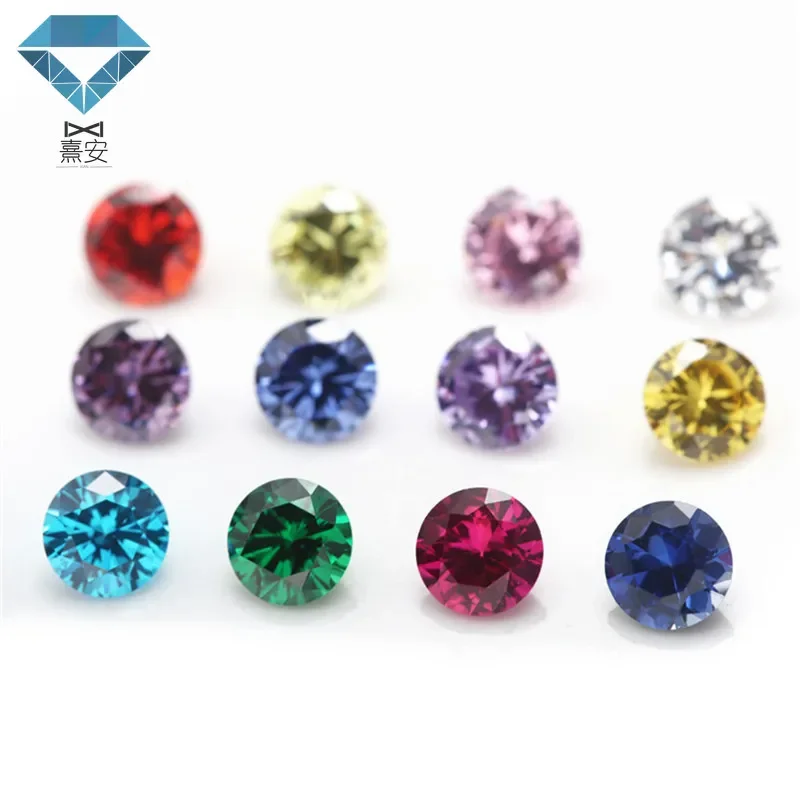 20 pcs Zircon Artificial Gemstone Beads Fashion Round Colors Cubic Zirconia Loose Gemstone For Jewelry Making XIAN Gems