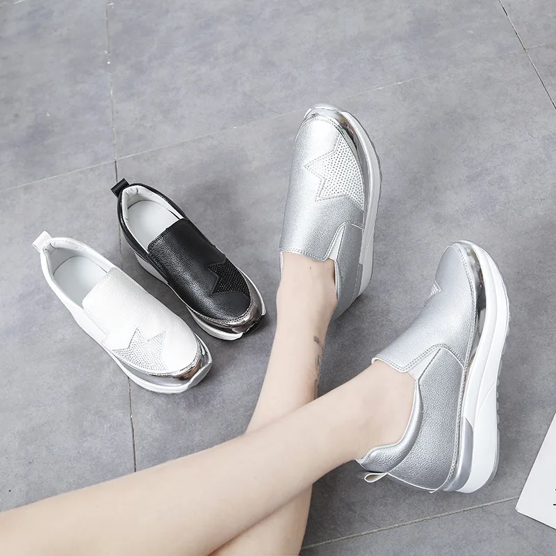 Plus Size 35-43 Shoes for Women Autumn Spring Women Loafers Rhinestone Platform Casual Sneakers Non-slip Zapatos De Mujer