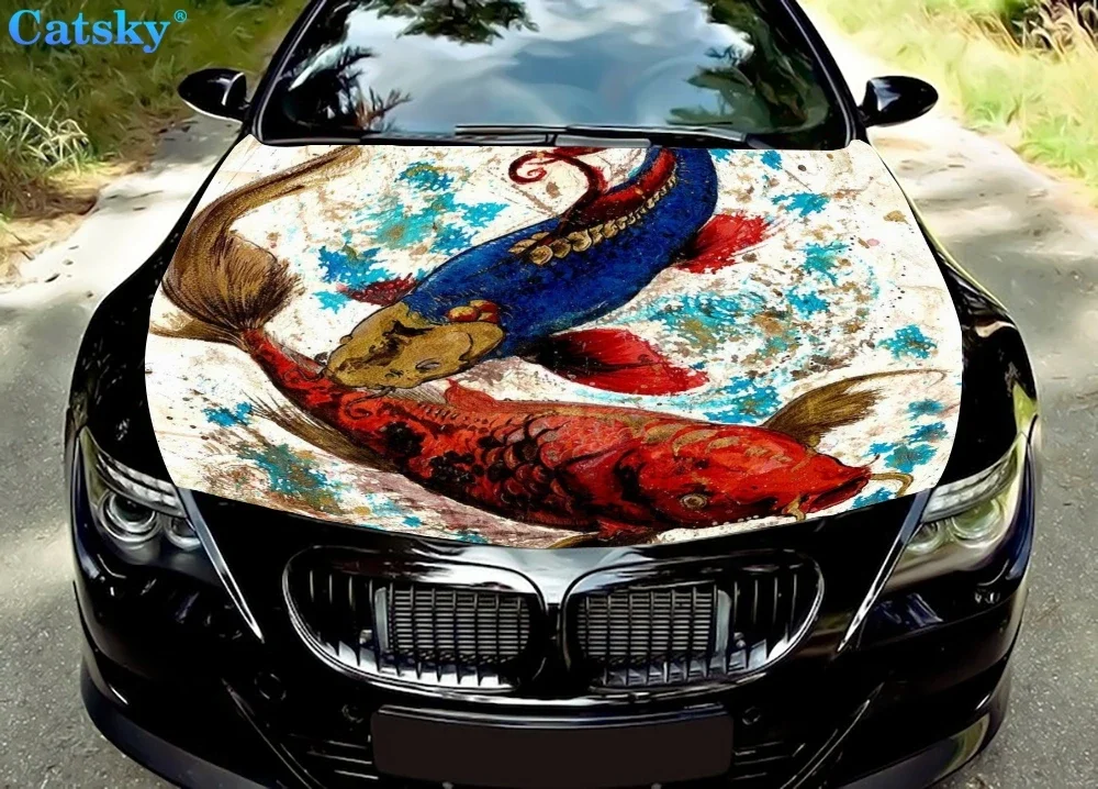 

Чернила для риб, наклейки для автомобиля, наклейки на капот двигателя, автозапчасти, индивидуальный узор, упаковка, модифицированная живопись, виниловые наклейки для автомобиля