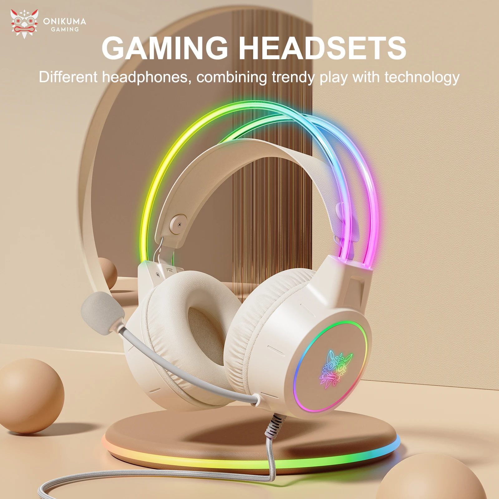 

ONIKUMA X15 Pro Gaming Headphones with Flexible HD Mic RGB Headband Over-Ear Wired Headphones Nose Cancelling Gaming Headset