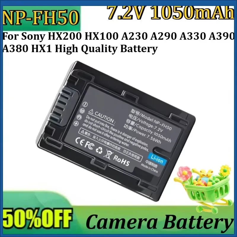 

New NP-FH50 7.2V 1050mAh Camera Battery for Sony HX200 HX100 A230 A290 A330 A390 A380 HX1 High Quality Battery