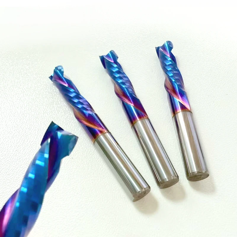1Pcs CNC Router Wood End Mill Bits 3.175/4/5mm - DLC/HOT 2 Flutes UP DOWN Cut Carbide Milling Cutter Spiral Compression Tool