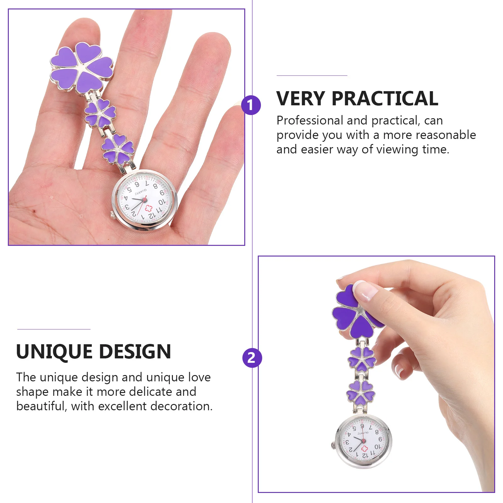 

1pc Nurse Pocket Mini Zinc Alloy Five-Heart Design Round Dial Hanging Watch For Women Nurses Decorative Nurse Watch