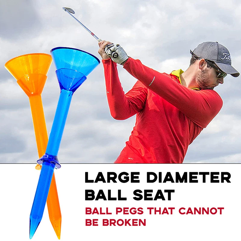 تي شيرتات جولف بلاستيكية كبيرة الحجم مادة PC متينة للغاية 3-1/4 بوصة تي شيرت جولف 10 عبوات من تي شيرتات ثابتة منخفضة الاحتكاك والدوران الجانبي