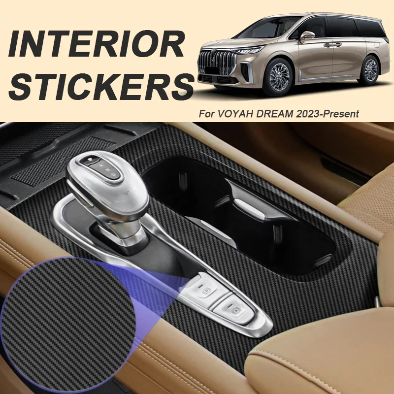 For VOYAH DREAM 2023-Present LHD Car Carbon Interior Sticker Window Lifting Panel Decal Gear Door Protective Film Accessory