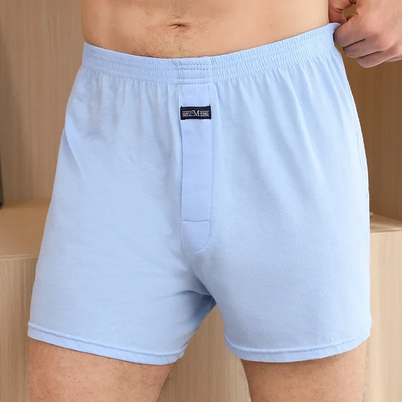 Pantalones cortos holgados de algodón para hombre, ropa de dormir transpirable, con cintura elástica, 100%