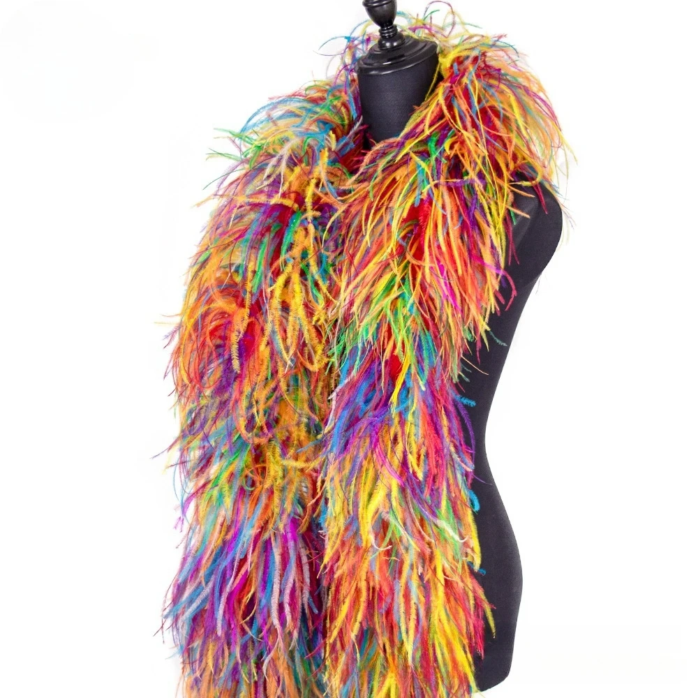 

High Quality 10Ply 2M Ostrich Feather Boa Vintage Feather Scarf Shawl for Wedding Dresses Party Clothing Decoration