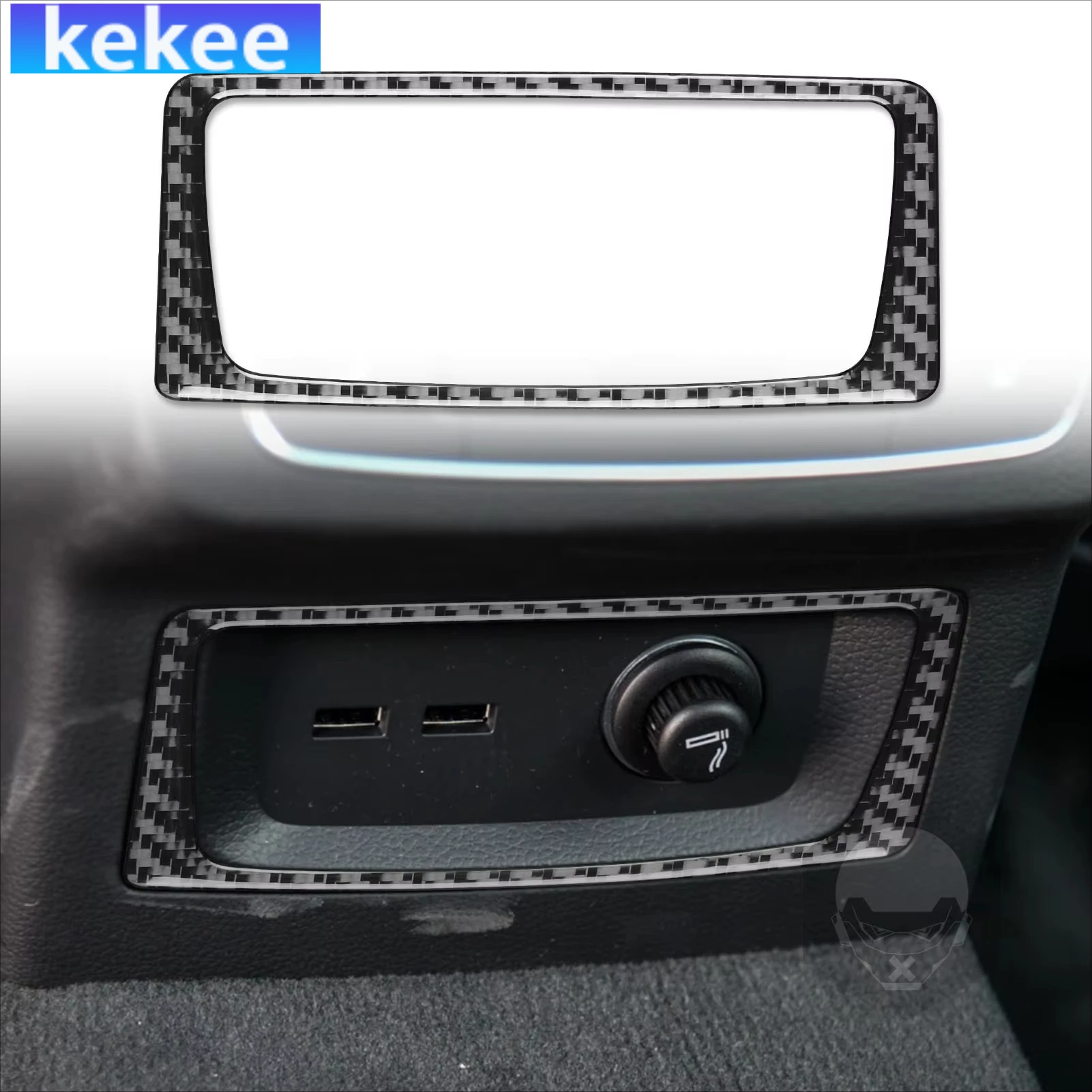 

For Audi Q5L 2018 2019 2020 2021-2024 Carbon Fiber Rear Cigarette Lighter Frame Car Accessories Interior Cover Tuning Stickers