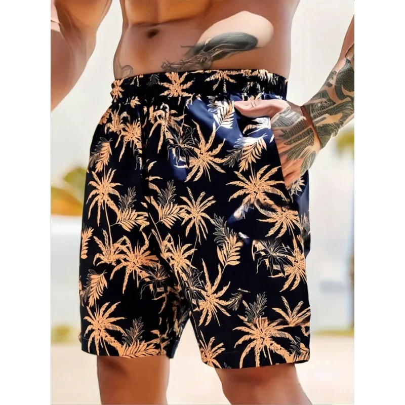 

Summer Hot Beach Shorts for Men Maple Leaf Print Casual Quick Dry Board Shorts Man Sexy American Style Hawaii Swim Trunks Male