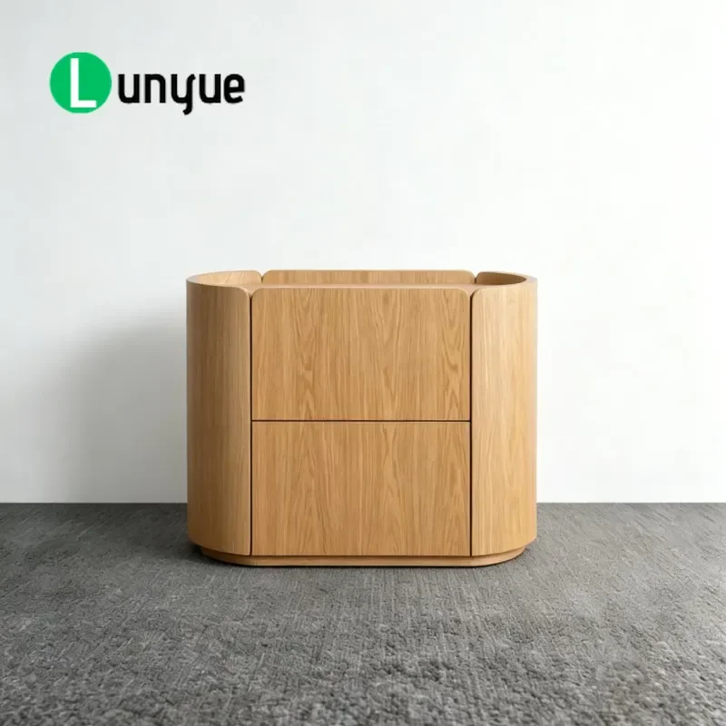 Custom Solid Wood Bedside Table Arc Cabinet for Villa Living Room Bedroom Furniture Wholesale Bulk Order Direct from