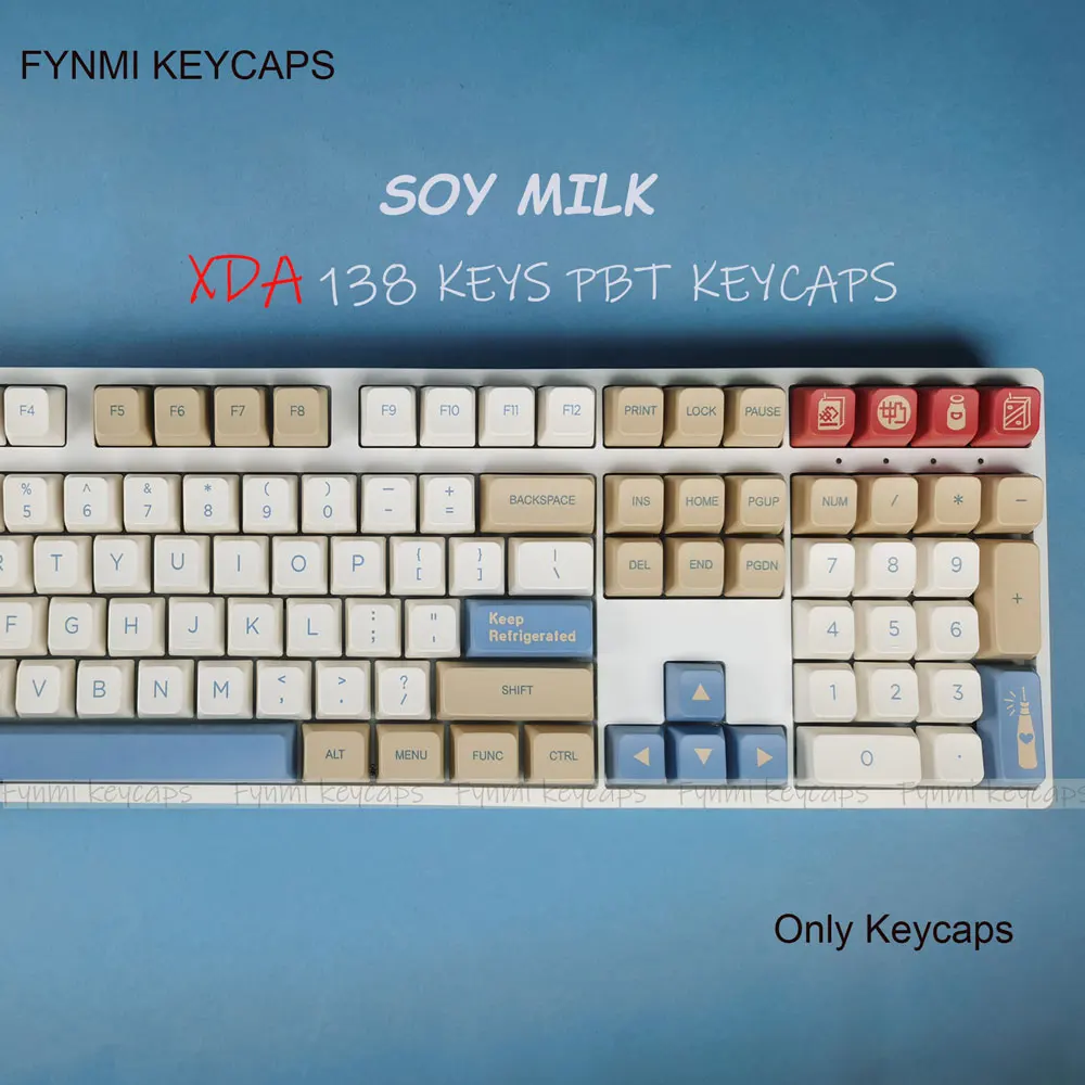 Fynmi XDA 138 Keys ANSI Keycaps Soy Milk Theme PBT Dye Sublimation Keycaps for 61/68/75/84/87/98/104/108 keys Mechnical Keyboard