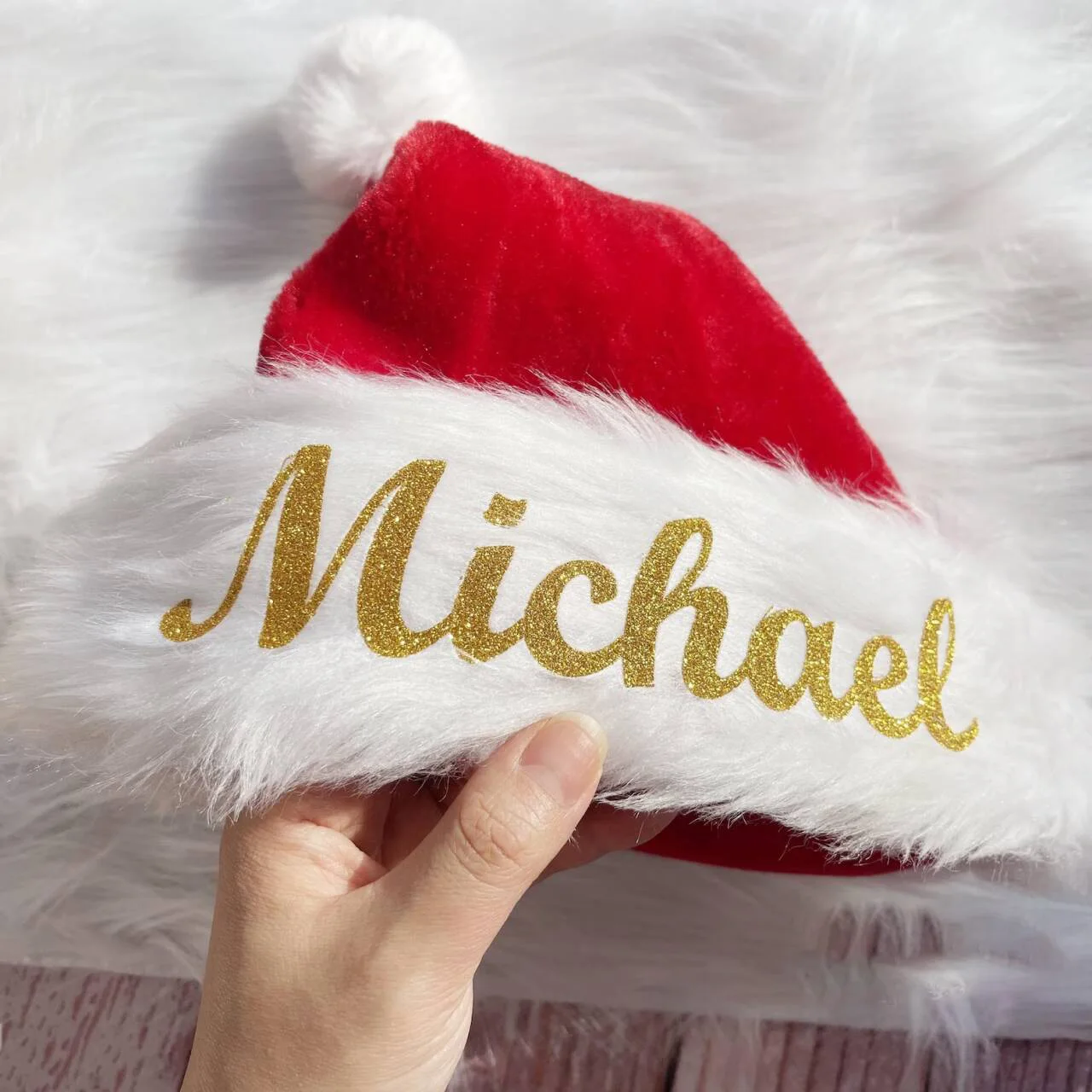 Personalized Family Santa Hat, Custom Name Santa Hats, Red Santa Hat, Christmas Decor Custom Santa Hats for kids